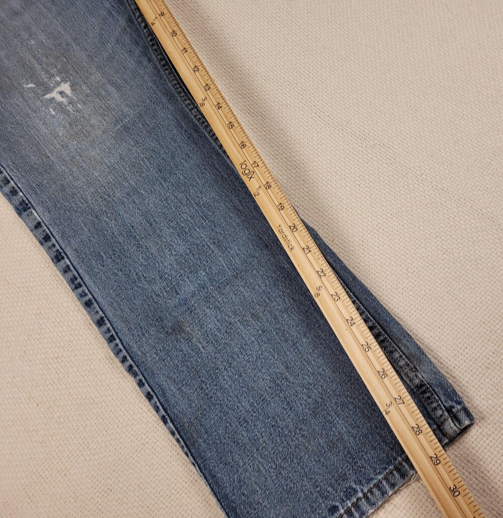 Levis 514 Jeans Mens 32x30 Blue Slim Straight Leg Medium Wash Distressed Denim - Picture 14 of 16